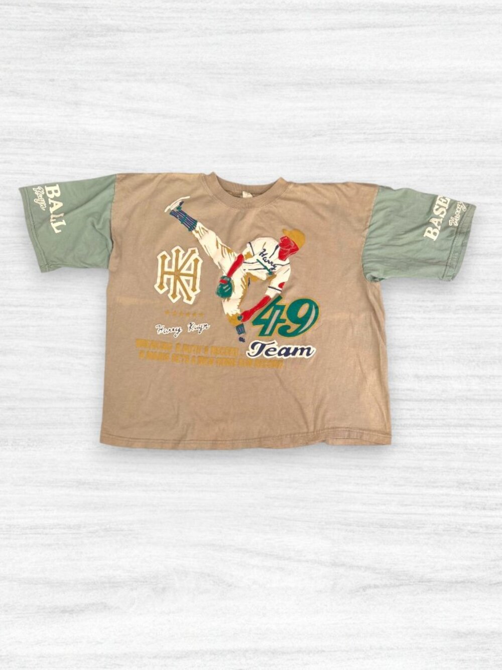 Vintage Harry Kayn 49 Team Baseball Graphic Tee Y2K Puff Print Tubular Boxy XL